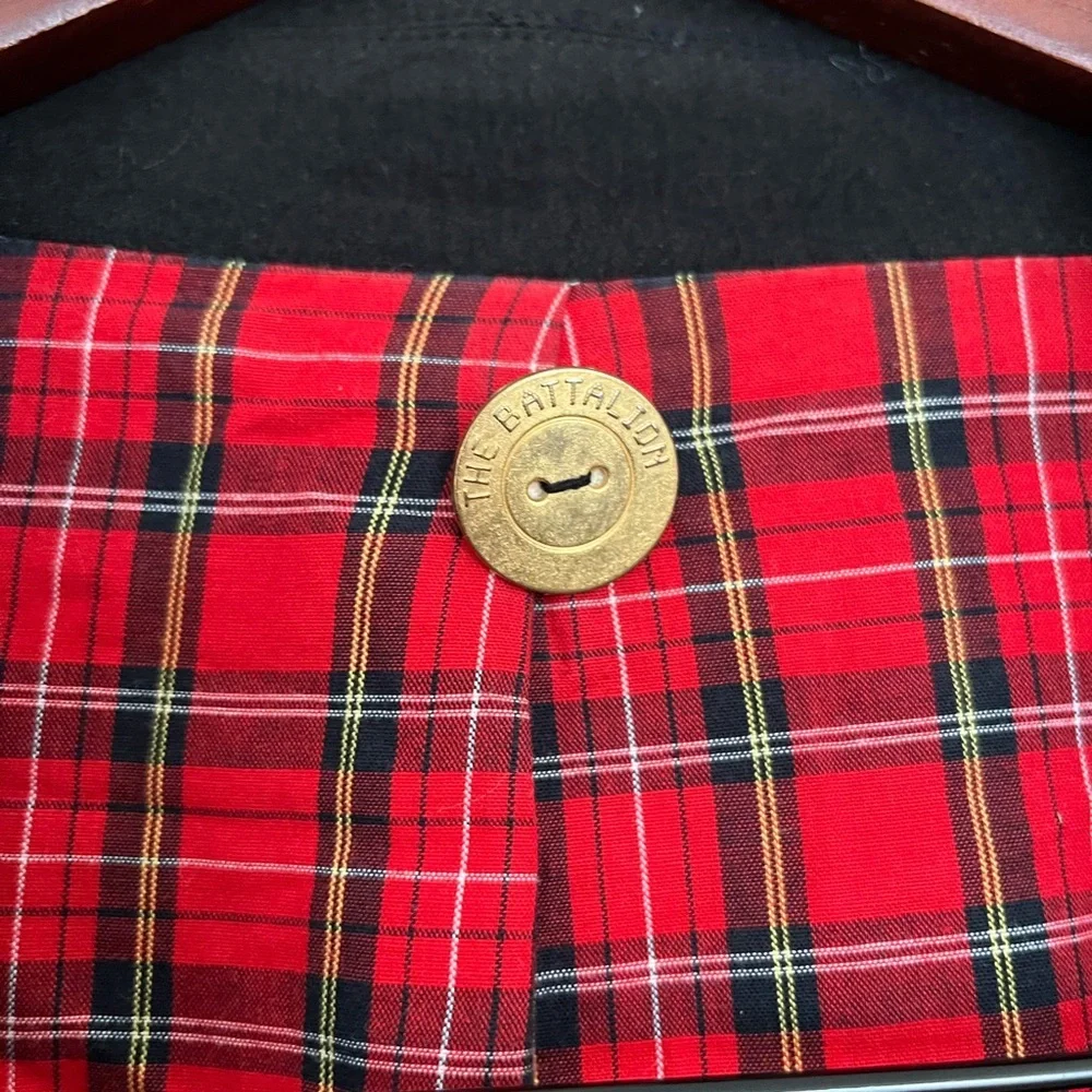 Vintage Black Blazer with Red Plaid Tartan Lining The Battalion Size Small - Picture 4 of 8